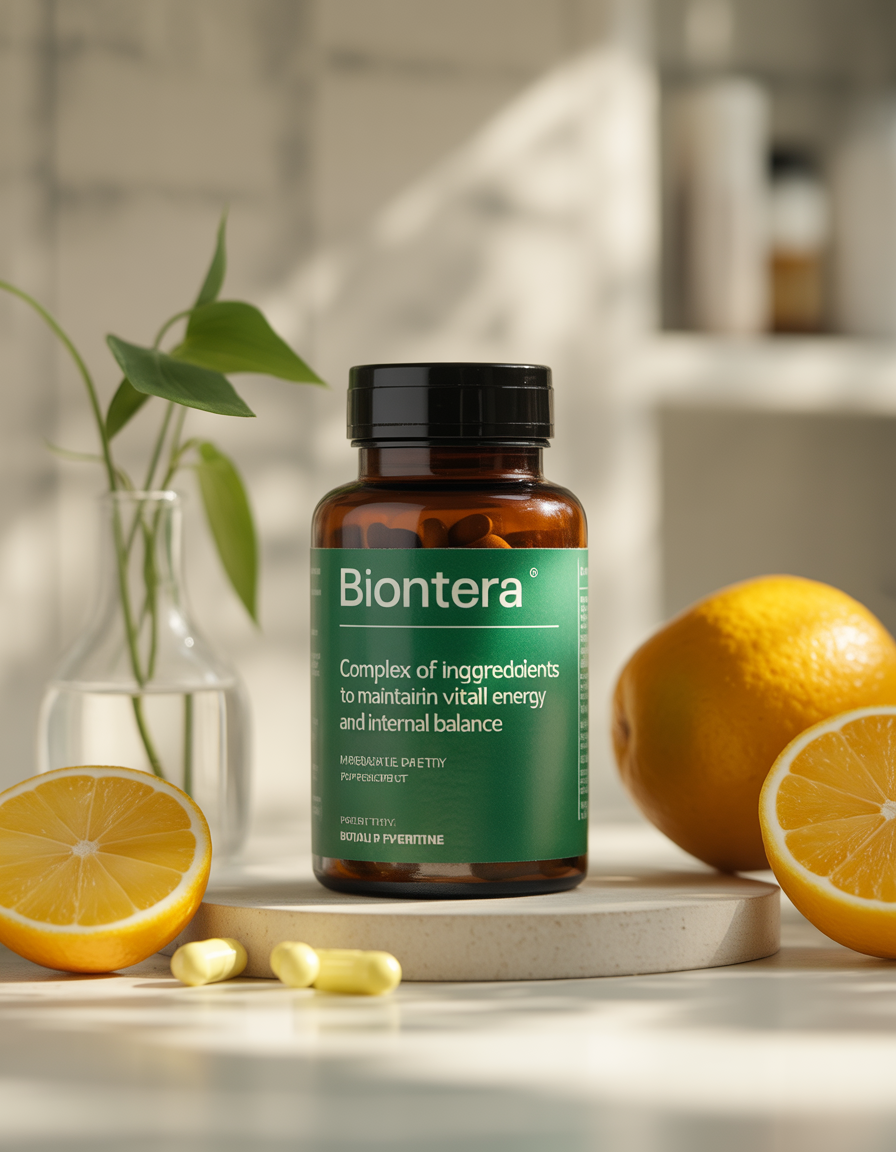 Biontera supplement bottle with natural ingredients